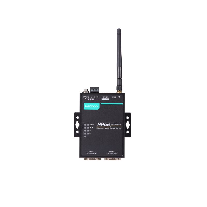 Moxa NPort W2250A-W4-US 2埠 RS-232/422/485 無線串列設備伺服器